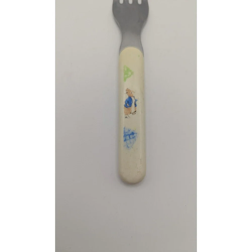 Vintage Peter‎ Rabbit Beatrix Potter Child Toddler Fork Stainless Steel Cream